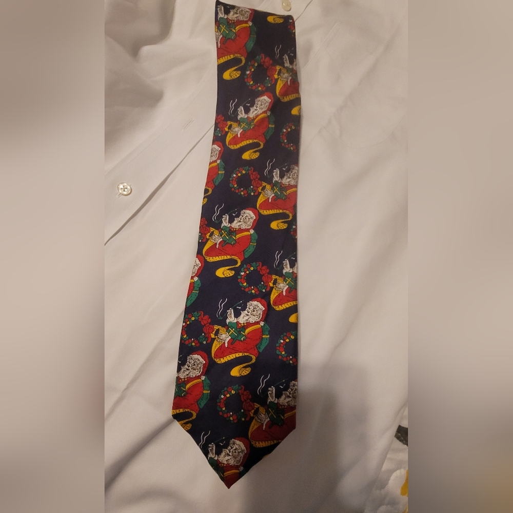 VINTAGE Christian Dior Christmas Santa silk tie